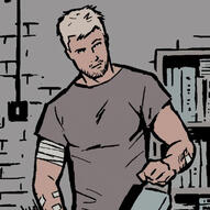 an image of clint barton from the 2012 hawkeye comic series by matt fraction